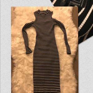Striped stretch sweater dress